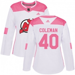 Women New Jersey Devils #40 Blake Coleman Authentic White Pink Fashion NHL Jersey Women New Jersey Devils #40 Blake Coleman Authentic White Pink Fashion NHL Jersey
