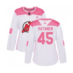 Women New Jersey Devils #45 Sami Vatanen Authentic White Pink Fashion Hockey Jersey Women New Jersey Devils #45 Sami Vatanen Authentic White Pink Fashion Hockey Jersey