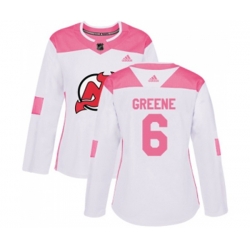 Women New Jersey Devils #6 Andy Greene Authentic White Pink Fashion Hockey Jersey Women New Jersey Devils #6 Andy Greene Authentic White Pink Fashion Hockey Jersey