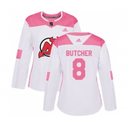 Women New Jersey Devils #8 Will Butcher Authentic White Pink Fashion Hockey Jersey Women New Jersey Devils #8 Will Butcher Authentic White Pink Fashion Hockey Jersey
