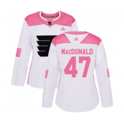 Women Adidas Philadelphia Flyers #47 Andrew MacDonald Authentic White Pink Fashion NHL Jersey Women Adidas Philadelphia Flyers #47 Andrew MacDonald Authentic White Pink Fashion NHL Jersey