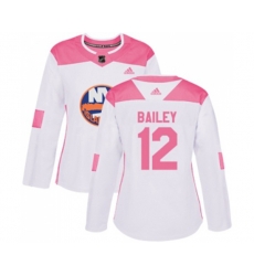 Women New York Islanders #12 Josh Bailey Authentic White Pink Fashion NHL Jersey
