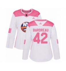 Women New York Islanders #42 Cole Bardreau Authentic White Pink Fashion Hockey Jersey