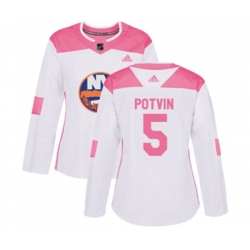Women New York Islanders #5 Denis Potvin Authentic White Pink Fashion NHL Jersey Women New York Islanders #5 Denis Potvin Authentic White Pink Fashion NHL Jersey