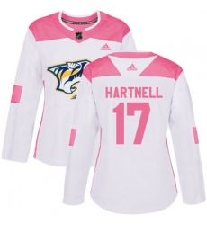 Women Nashville Predators #17 Scott Hartnell Authentic White Pink Fashion NHL Jersey
