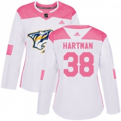 Women Nashville Predators #38 Ryan Hartman Authentic White Pink Fashion NHL Jersey