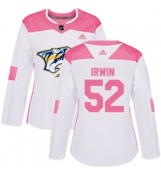 Women Nashville Predators #52 Matt Irwin Authentic White Pink Fashion NHL Jersey