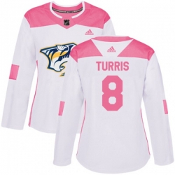 Women Nashville Predators #8 Kyle Turris Authentic White ink Fashion NHL Jersey