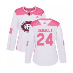 Women Montreal Canadiens #24 Phillip Danault Authentic White Pink Fashion NHL Jersey
