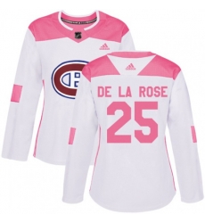 Women Montreal Canadiens #25 Jacob de la Rose Authentic White Pink Fashion NHL Jersey Women Montreal Canadiens #25 Jacob de la Rose Authentic White Pink Fashion NHL Jersey
