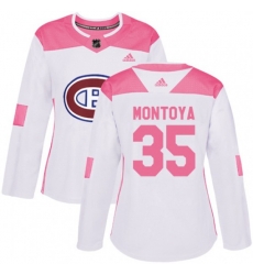 Women Montreal Canadiens #35 Al Montoya Authentic White Pink Fashion NHL Jersey