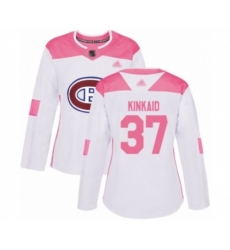 Women Montreal Canadiens #37 Keith Kinkaid Authentic White Pink Fashion Hockey Jersey