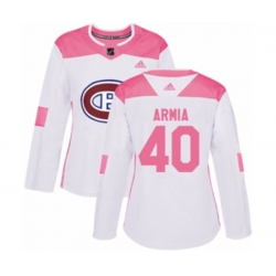 Women Montreal Canadiens #40 Joel Armia Authentic White Pink Fashion NHL Jersey