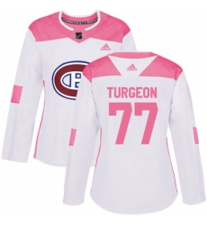 Women Montreal Canadiens #77 Pierre Turgeon Authentic White Pink Fashion NHL Jersey