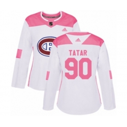 Women Montreal Canadiens #90 Tomas Tatar Authentic White Pink Fashion NHL Jersey
