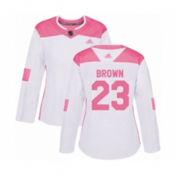 Womens Minnesota Wild #23 J.T. Brown Authentic White Pink Fashion Hockey Jersey