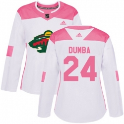 Womens Minnesota Wild #24 Matt Dumba Authentic White Pink Fashion NHL Jersey
