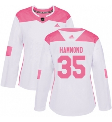 Womens Minnesota Wild #35 Andrew Hammond Authentic White Pink Fashion NHL Jersey