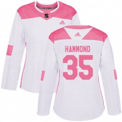 Womens Minnesota Wild #35 Andrew Hammond Authentic White Pink Fashion NHL Jersey