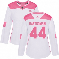 Womens Minnesota Wild #44 Matt Bartkowski Authentic White Pink Fashion NHL Jersey