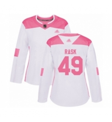Womens Minnesota Wild #49 Victor Rask Authentic White Pink Fashion Hockey Jersey