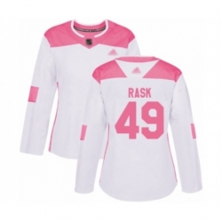 Womens Minnesota Wild #49 Victor Rask Authentic White Pink Fashion Hockey Jersey