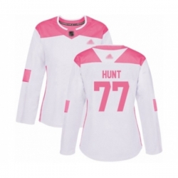 Womens Minnesota Wild #77 Brad Hunt Authentic White Pink Fashion Hockey Jersey