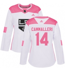 Womens Los Angeles Kings #14 Mike Cammalleri Authentic White Pink Fashion NHL Jersey