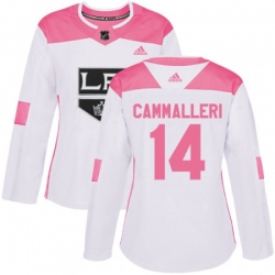 Womens Los Angeles Kings #14 Mike Cammalleri Authentic White Pink Fashion NHL Jersey