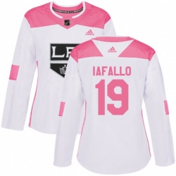 Womens Los Angeles Kings #19 Alex Iafallo Authentic White Pink Fashion NHL Jersey