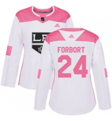 Womens Los Angeles Kings #24 Derek Forbort Authentic White Pink Fashion NHL Jersey