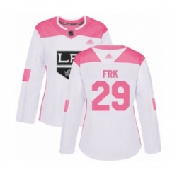 Womens Los Angeles Kings #29 Martin Frk Authentic White Pink Fashion Hockey Jersey