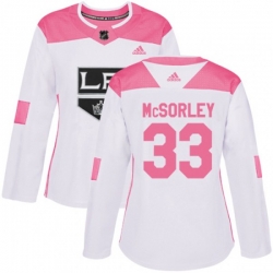 Womens Los Angeles Kings #33 Marty Mcsorley Authentic White Pink Fashion NHL Jersey