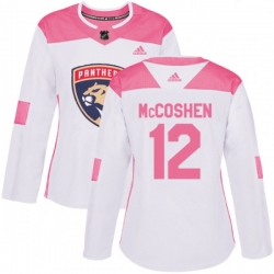 Womens Florida Panthers #12 Ian McCoshen Authentic White Pink Fashion NHL Jersey
