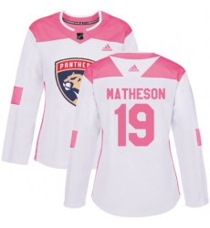 Womens Florida Panthers #19 Michael Matheson Authentic White Pink Fashion NHL Jersey