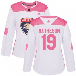 Womens Florida Panthers #19 Michael Matheson Authentic White Pink Fashion NHL Jersey