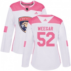 Womens Florida Panthers #52 MacKenzie Weegar Authentic White Pink Fashion NHL Jersey