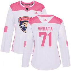 Womens Florida Panthers #71 Radim Vrbata Authentic White Pink Fashion NHL Jersey