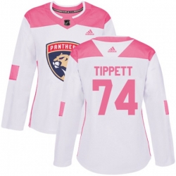 Womens Florida Panthers #74 Owen Tippett Authentic White Pink Fashion NHL Jersey