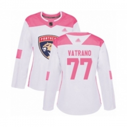 Womens Florida Panthers #77 Frank Vatrano Authentic White Pink Fashion Hockey Jersey