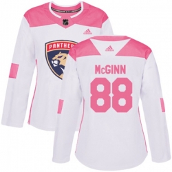 Womens Florida Panthers #88 Jamie McGinn Authentic White Pink Fashion NHL Jersey