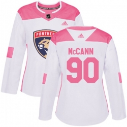 Womens Florida Panthers #90 Jared McCann Authentic White Pink Fashion NHL Jersey