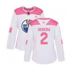 Women Edmonton Oilers #2 Andrej Sekera Authentic White Pink Fashion NHL Jersey