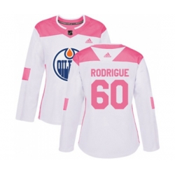 Women Edmonton Oilers #60 Olivier Rodrigue Authentic White Pink Fashion NHL Jersey