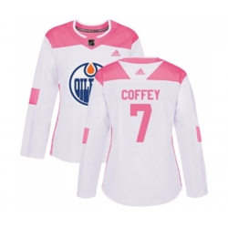 Women Edmonton Oilers #7 Paul Coffey Authentic White Pink Fashion NHL Jersey