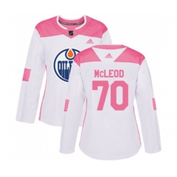 Women Edmonton Oilers #70 Ryan McLeod Authentic White Pink Fashion NHL Jersey