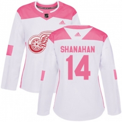 Womens Detroit Red Wings #14 Brendan Shanahan Authentic White Pink Fashion NHL Jersey