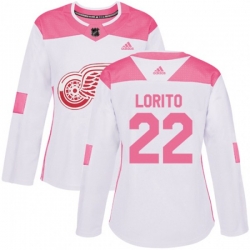 Womens Detroit Red Wings #22 Matthew Lorito Authentic White Pink Fashion NHL Jersey