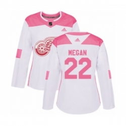 Womens Detroit Red Wings #22 Wade Megan Authentic White Pink Fashion NHL Jersey