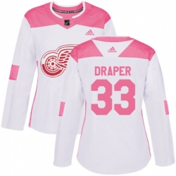 Womens Detroit Red Wings #33 Kris Draper Authentic White Pink Fashion NHL Jersey